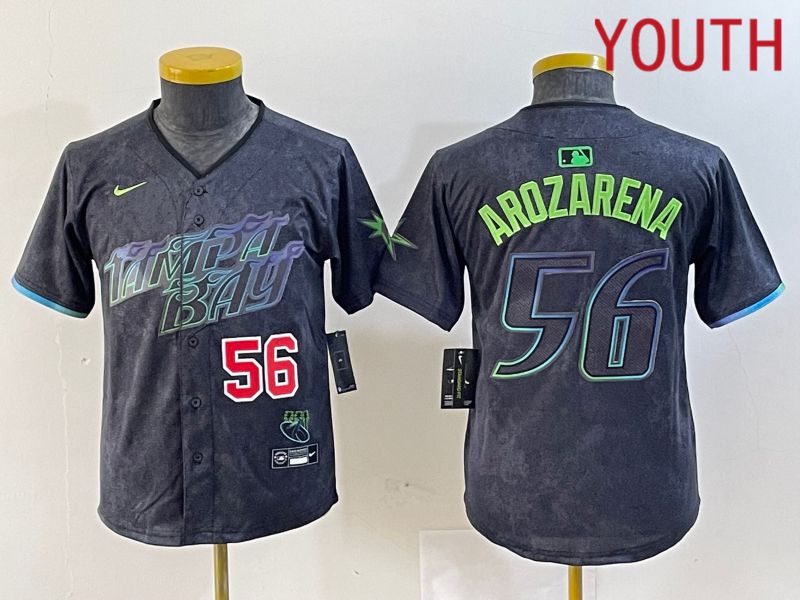 Youth Tampa Bay Rays #56 Randy Arozarena Nike MLB Limited City Connect Black 2024 Jersey style 3->youth mlb jersey->Youth Jersey